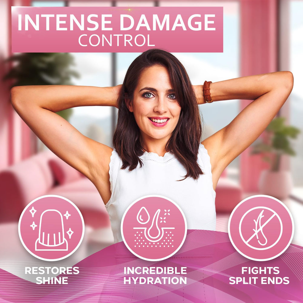 Bellisso Rice Water Spray ingredients close-up featuring biotin and castor oil.