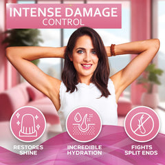 Bellisso Rice Water Spray ingredients close-up featuring biotin and castor oil.