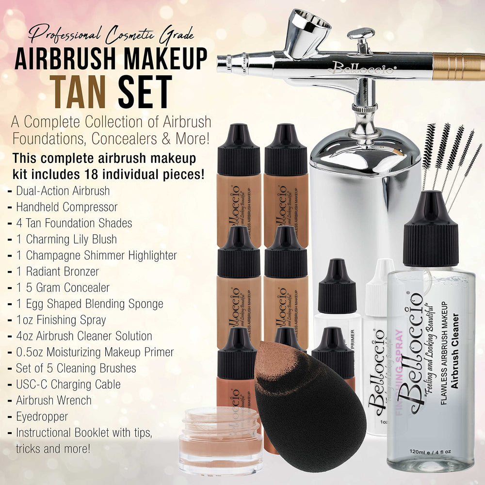 Belloccio four tan foundation shades for versatile, accurate skin matching
