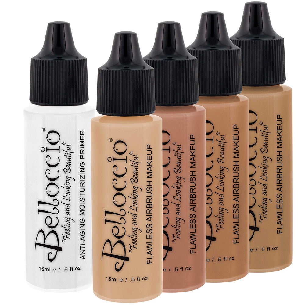 Belloccio medium shade foundation set with four tones for seamless, natural-looking coverage.