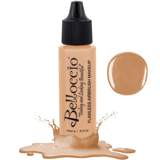 Belloccio professional airbrush foundation buff-light with golden undertones delivers seamless coverage for natural skin