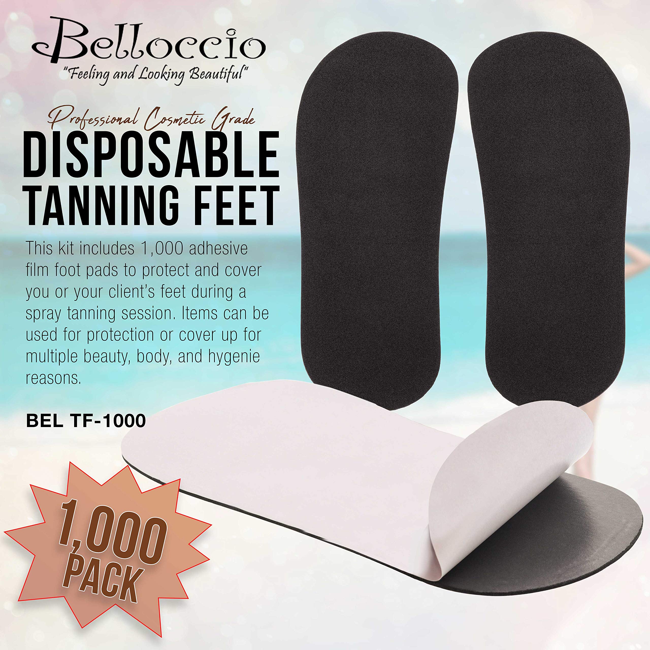 Belloccio sunless tanning tent foot protection helps clients maintain grip on wet surfaces.
