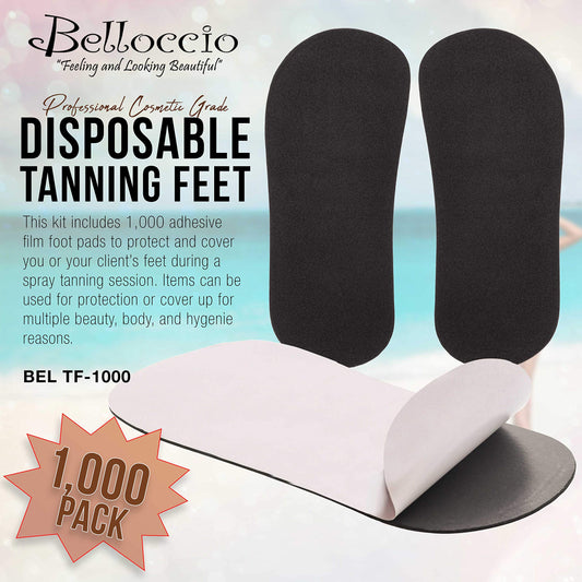 Belloccio sunless tanning tent foot protection helps clients maintain grip on wet surfaces.