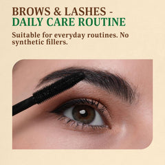 BELMAK castor oil applied to brows and lashes for conditioning.