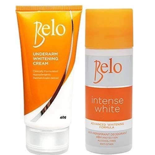 Belo Underarm Cream Orange Variant bottle close-up for gentle grooming support.