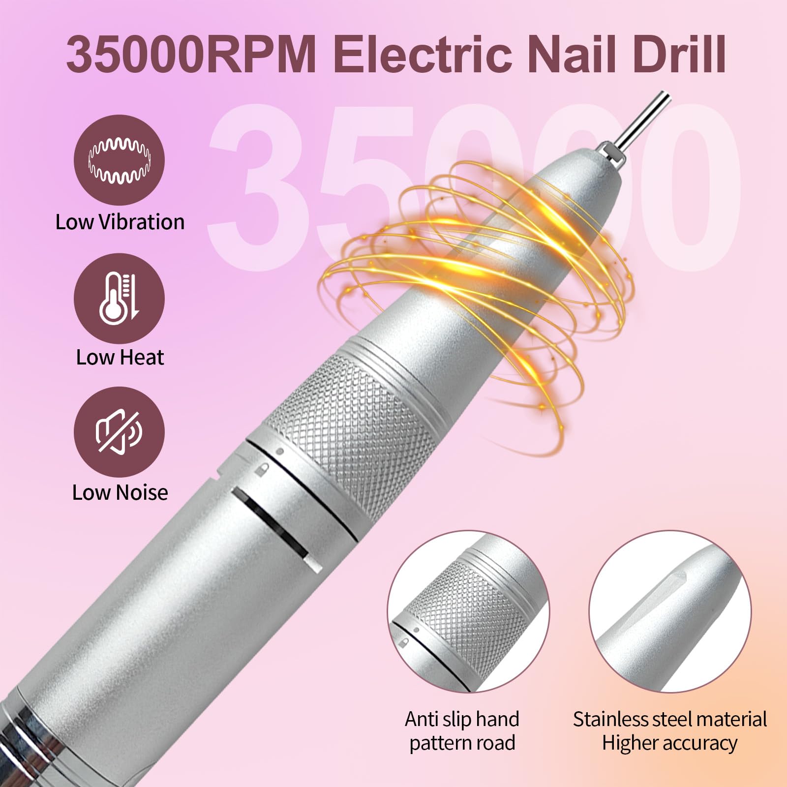Belovedone LED display nail drill shows speed, direction and battery.