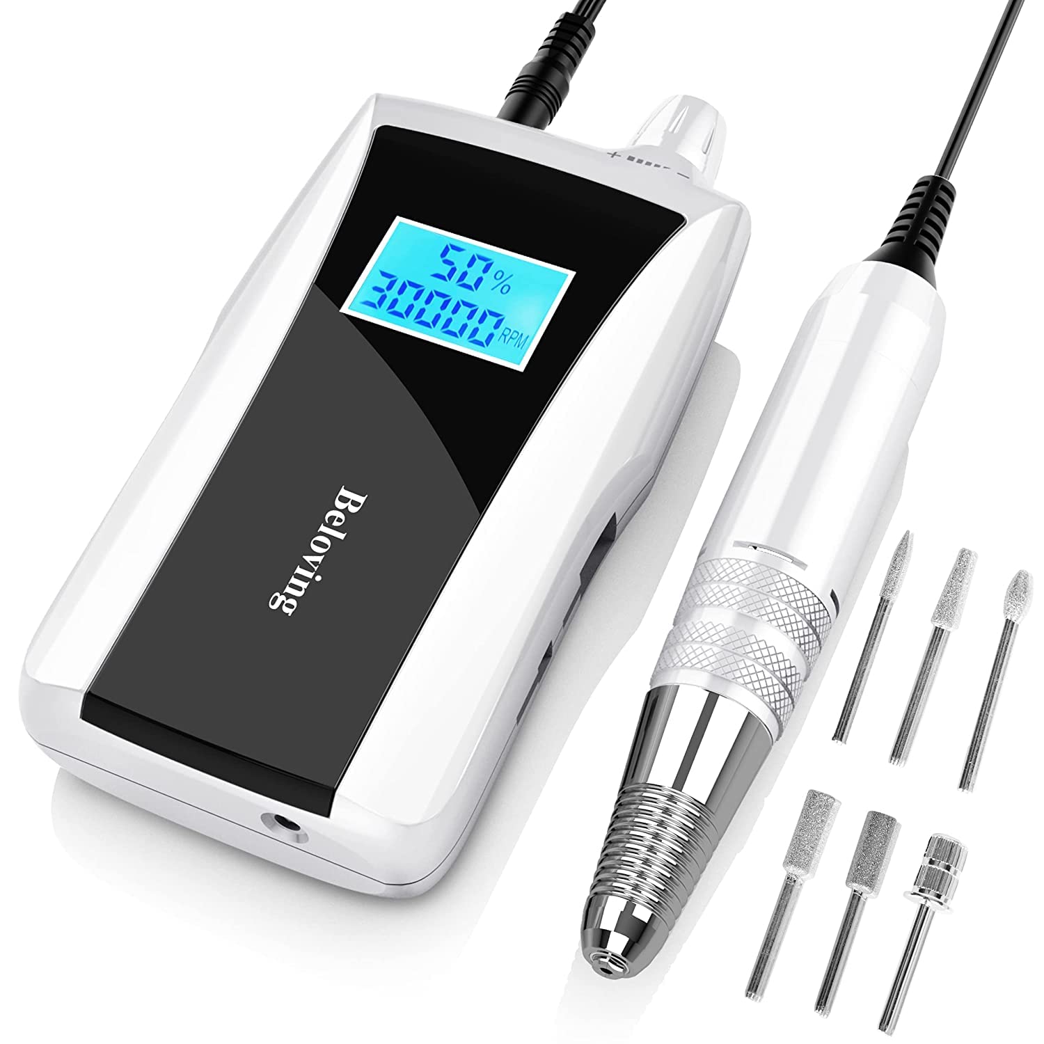 Beloving portable nail drill with 30k rpm display for precise at-home manicures