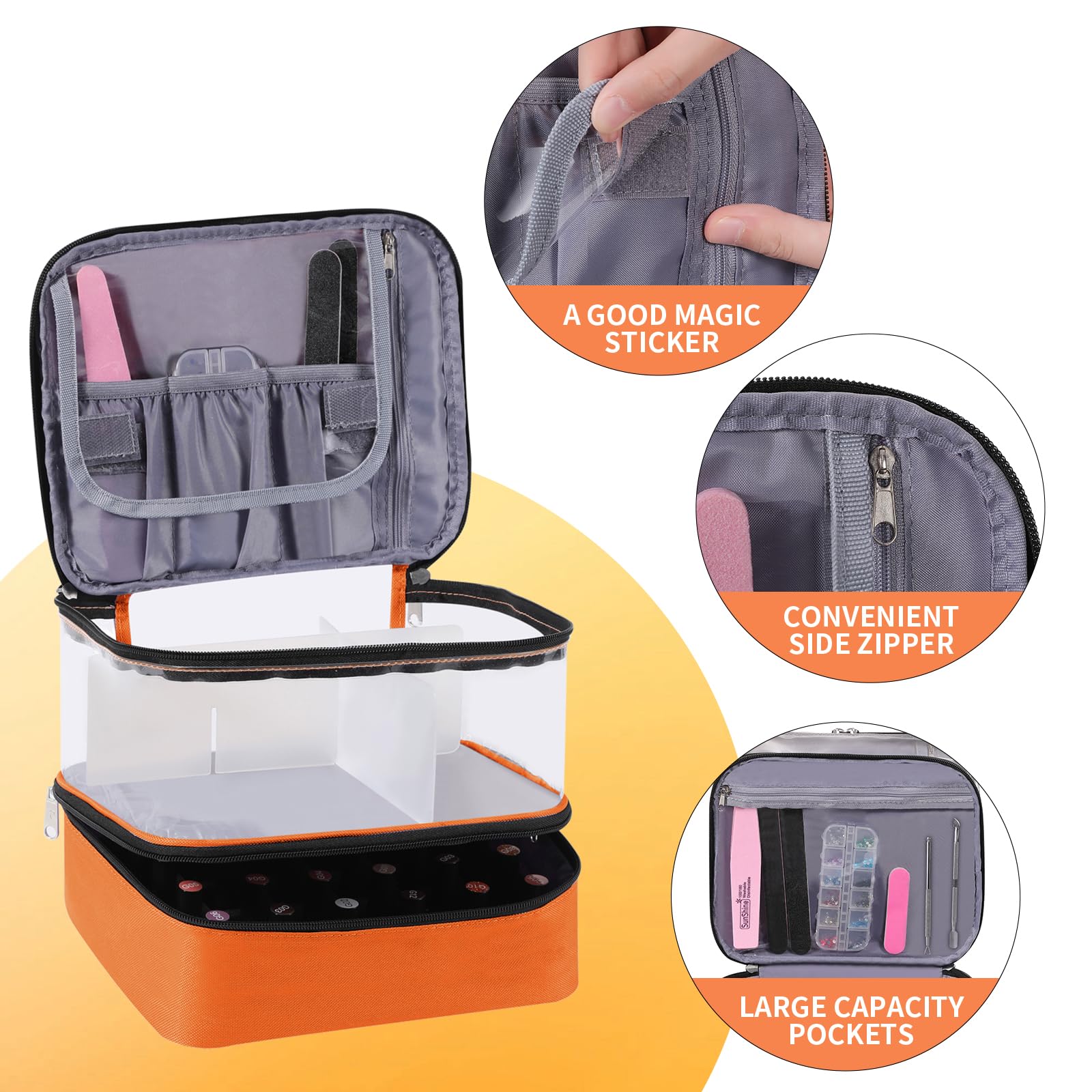 See-through pockets help locate tools quickly.