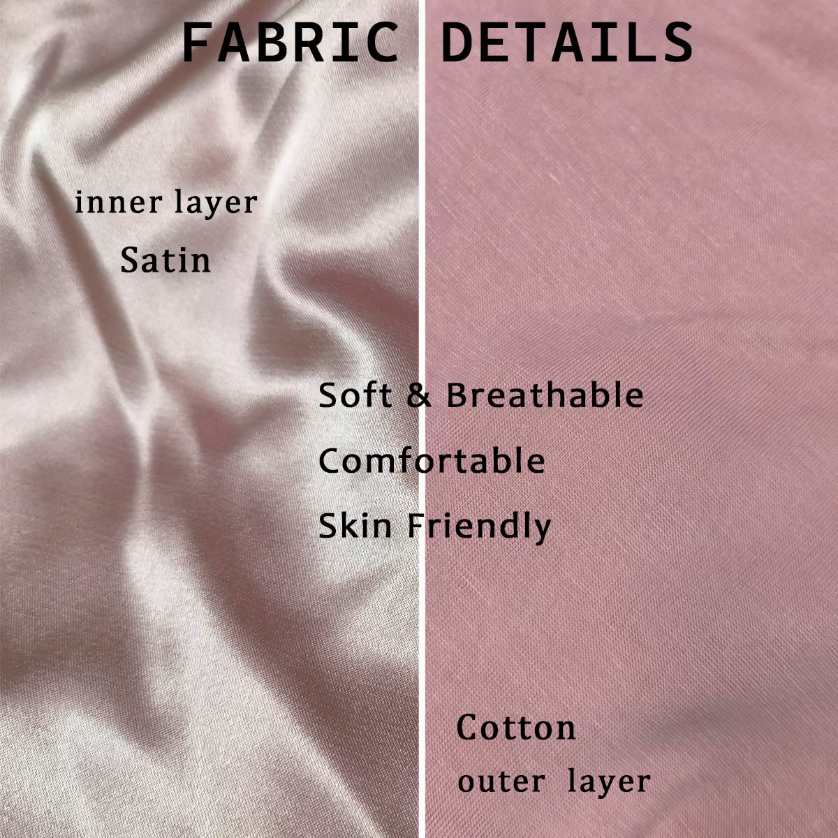 Belsen satin bonnet close up of cotton outer shell and silky lining.
