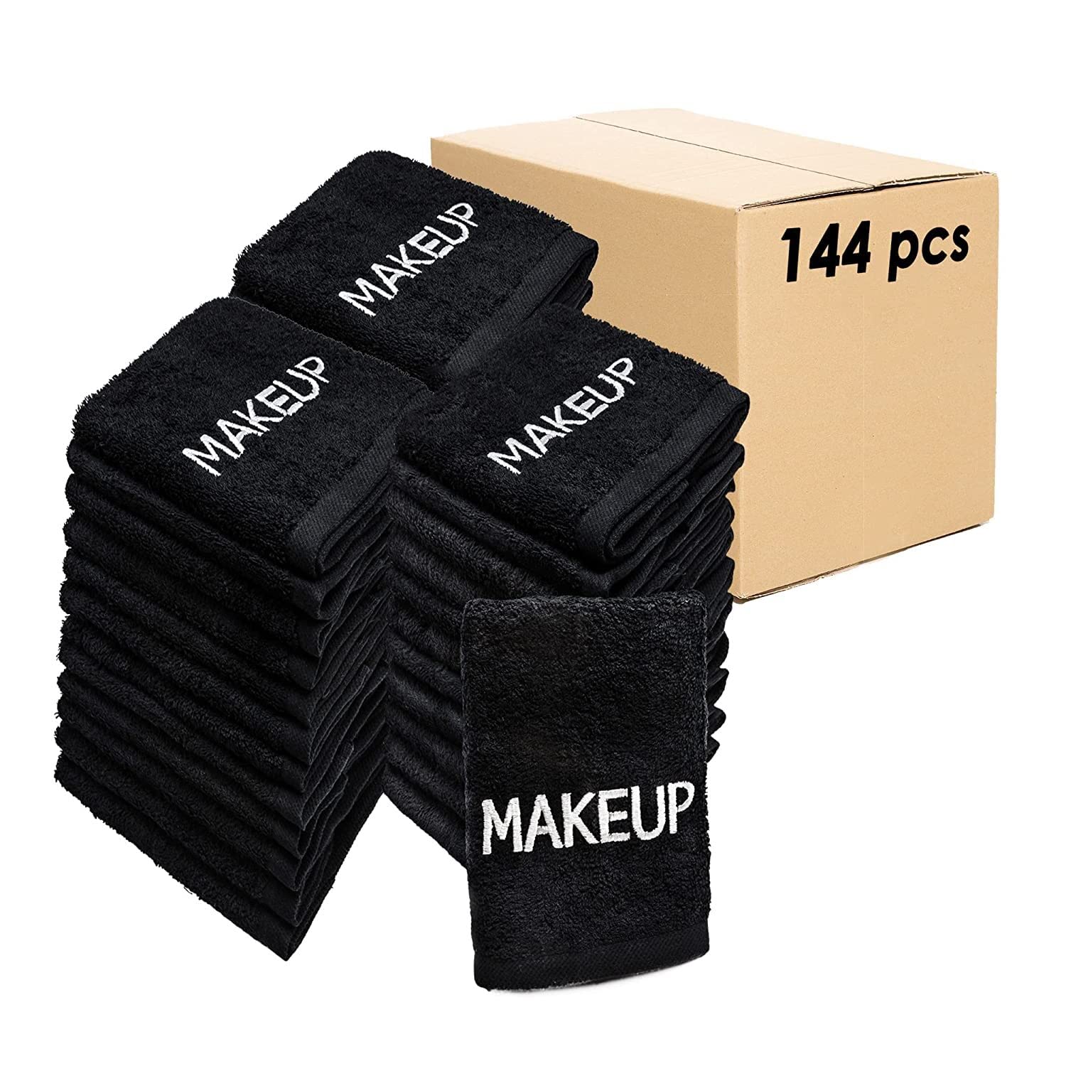 Ben Kaufman Sales Co makeup remover face washcloth in black, soft absorbent cotton for daily cleansing.