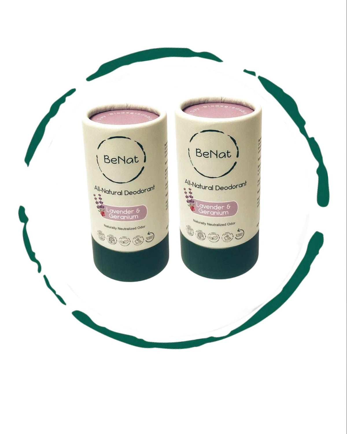 BeNat deodorant 2-pack bundle with plastic-free packaging for eco-conscious users