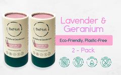BeNat lavender-geranium deodorant bottle close-up highlighting natural scent
