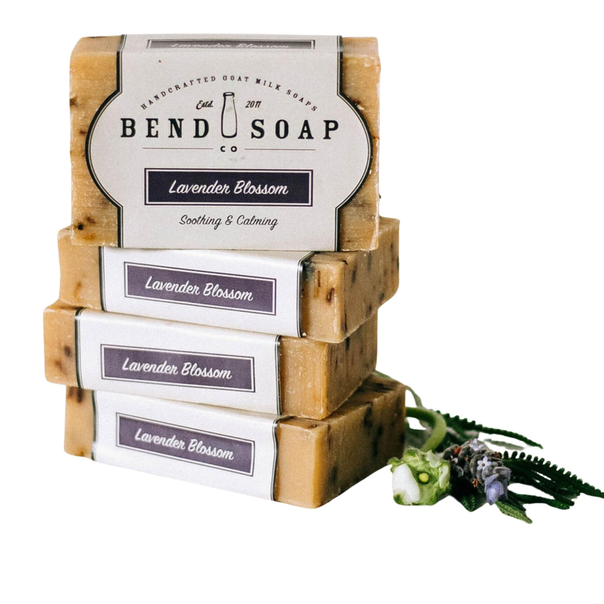 Bend Soap Company lavender blossom goat milk soap bar for a gentle cleanse.