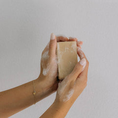 Goat milk soap multipurpose use image highlighting body, face, and shaving options.