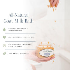 Bend Soap Company Almond Delight Milk Bath label close-up shows natural ingredients.