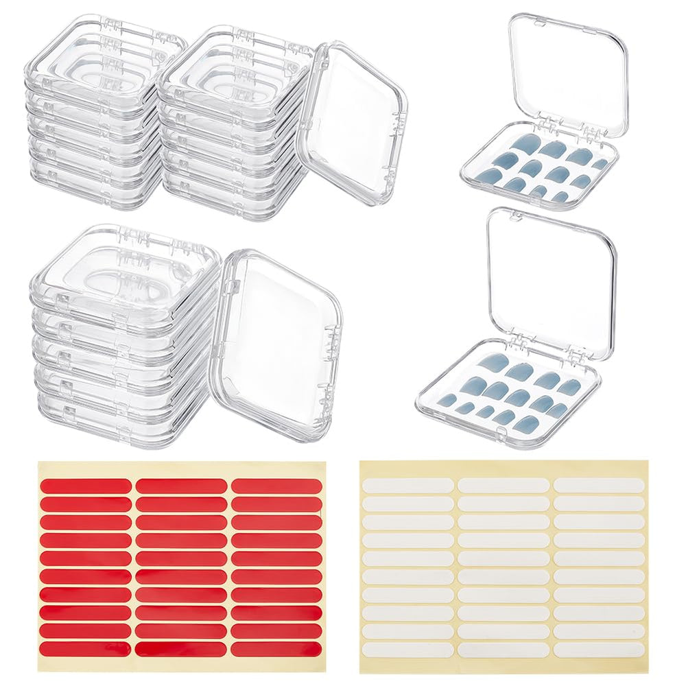 BENECREAT 20Pcs nail storage box front view, clear display for easy viewing