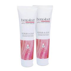 Benefeet Scrub-A-Dub cooling foot scrub packaging showing two-pack convenience