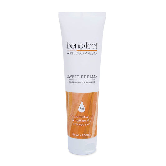Benefeet Sweet Dreams foot cream jar ready for overnight use to smooth dry, cracked feet.