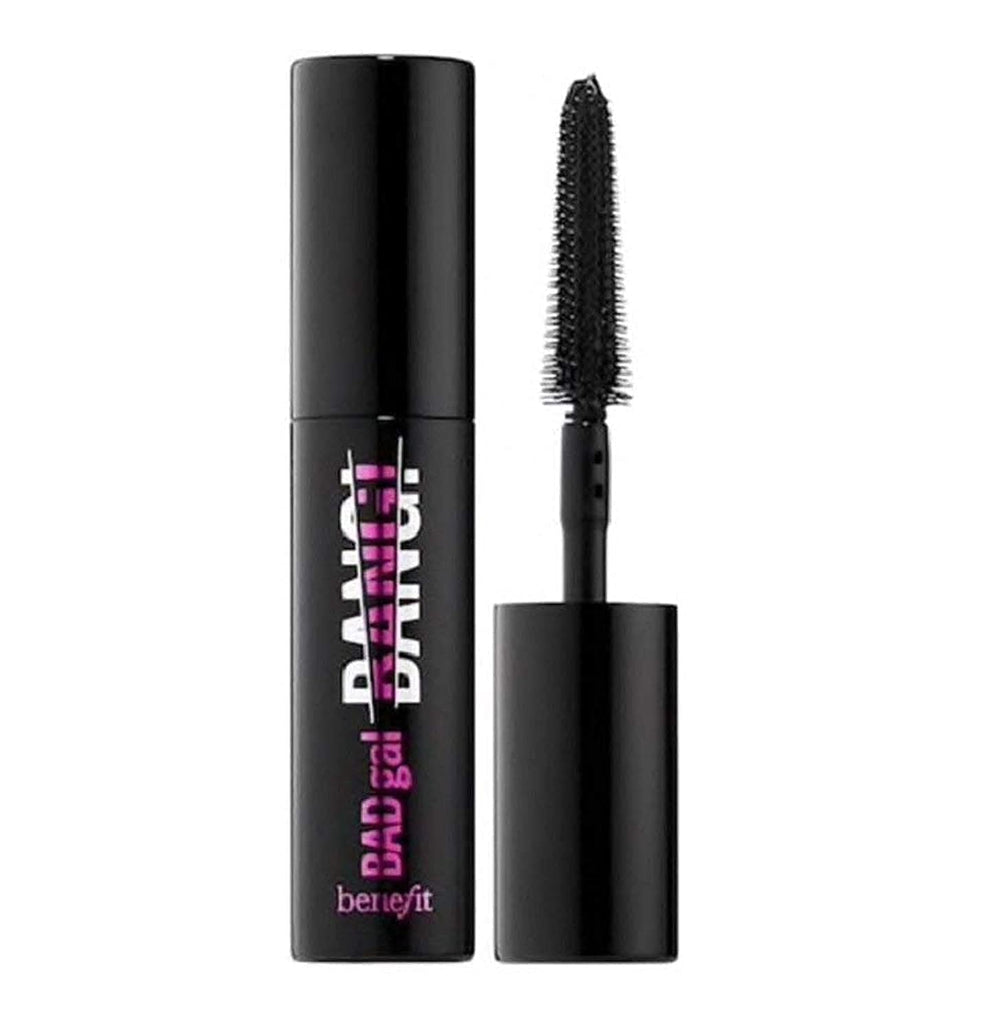 Benefit Bad Gal Bang Mascara Mini brush close-up showing volumizing precision for bold lashes.