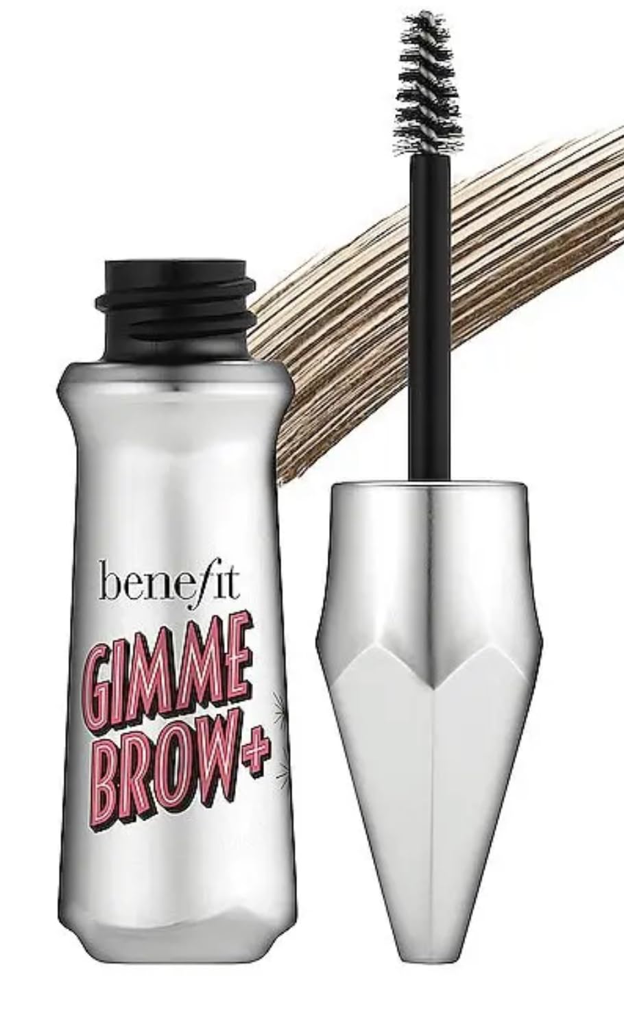 Benefit Gimme Brow volumizing fiber gel in Warm Deep Brown, adds natural fullness with precise application