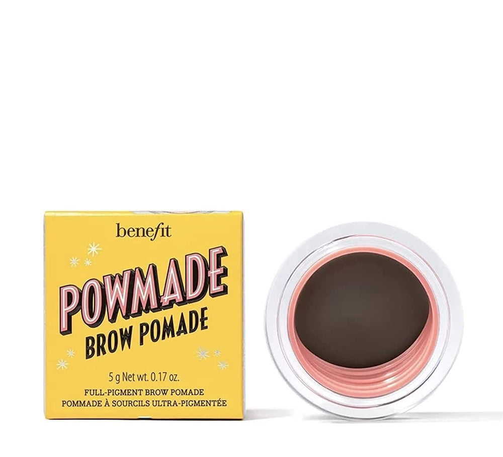 Benefit Powmade Waterproof Brow Pomade 3.5 packaging with rich color for defined brows.