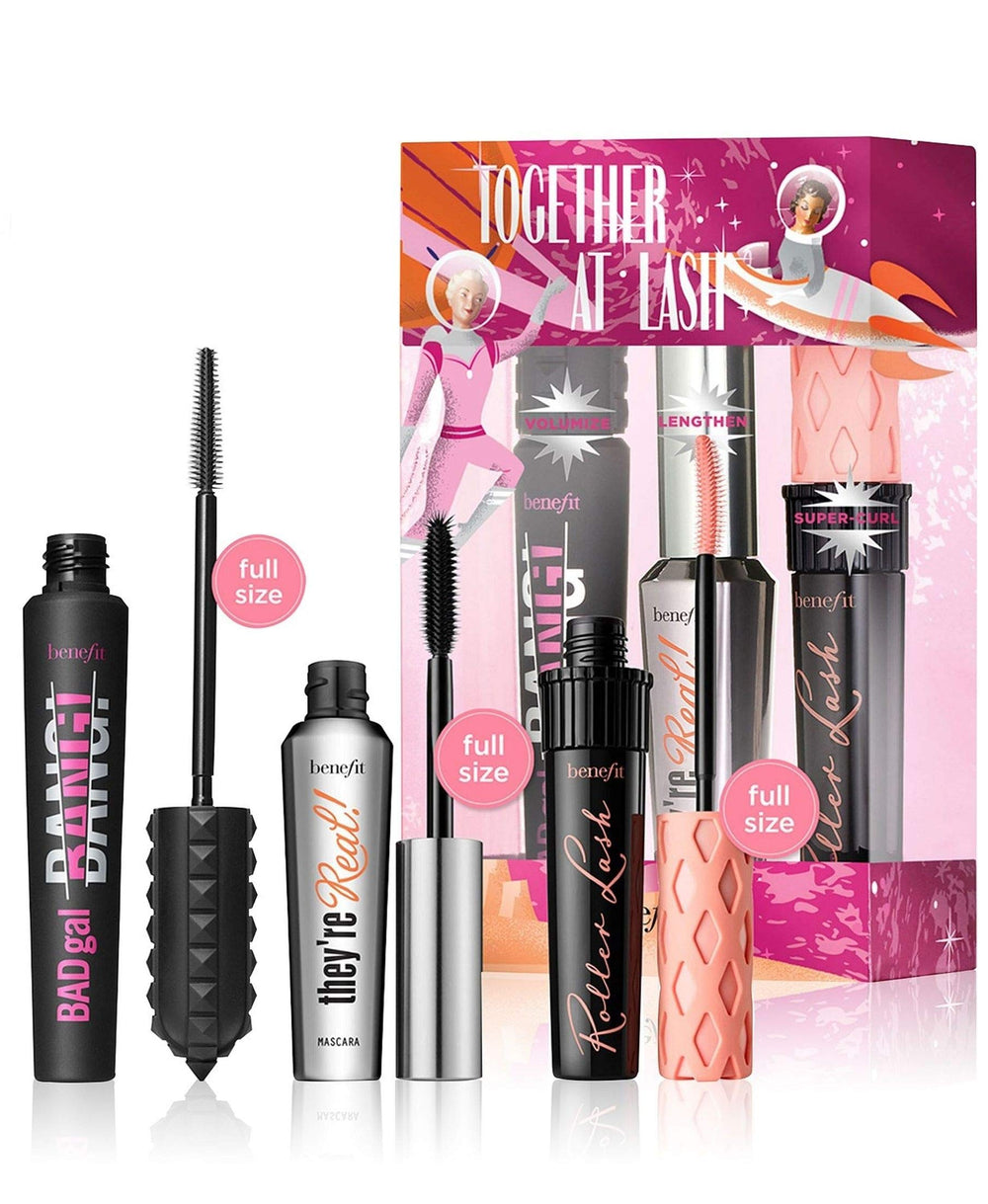 Benefit Roller Lash mascara wand for lifted, curled lashes with flexible hold.