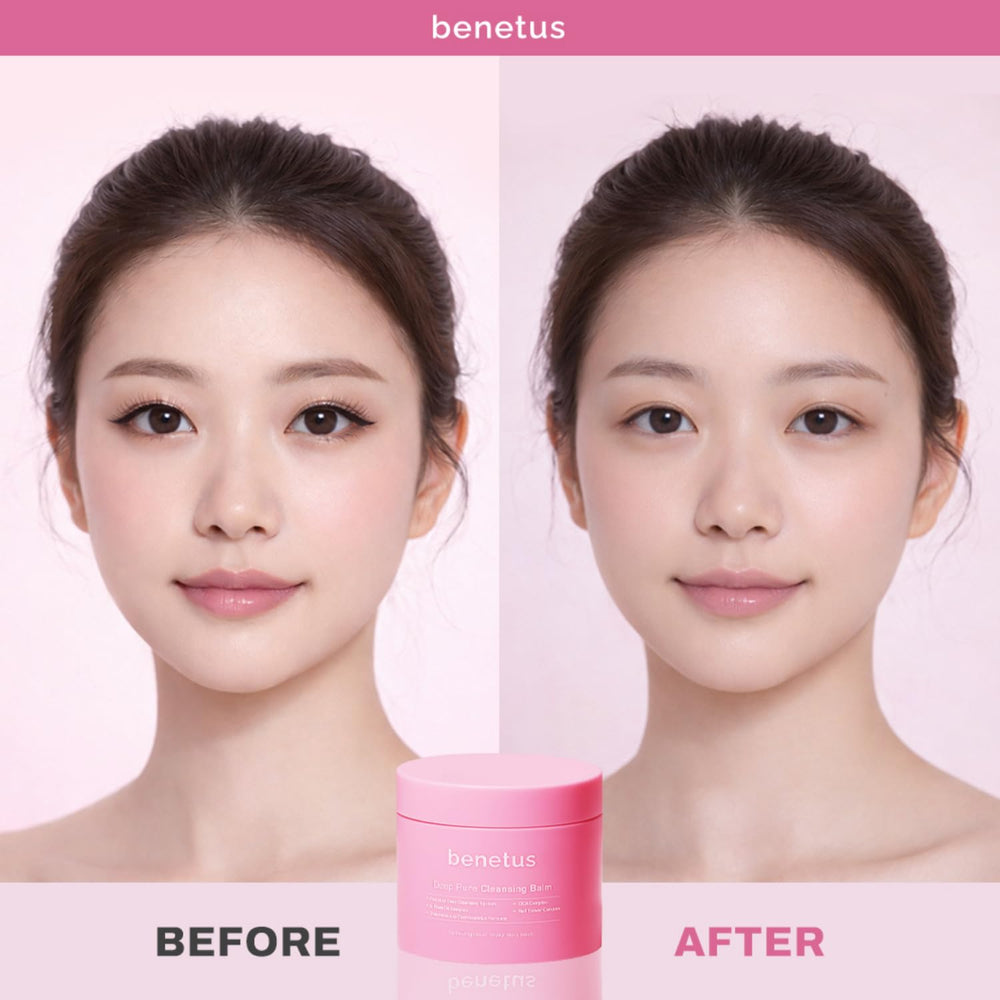 Hands massage Benetus balm onto skin to dissolve heavy makeup.