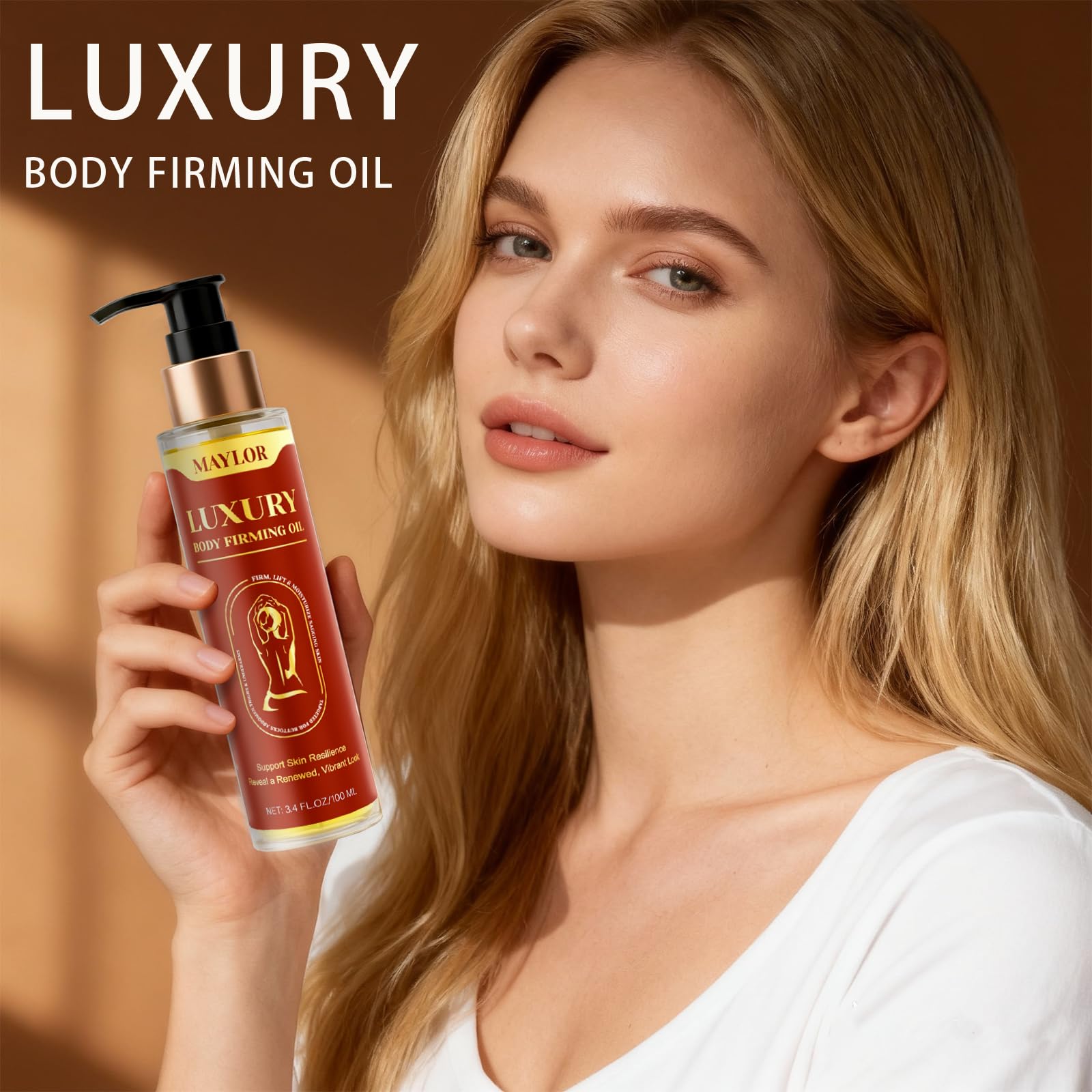 BENIX Body Firming Oil massage arm demonstrates targeted use for smoother skin.