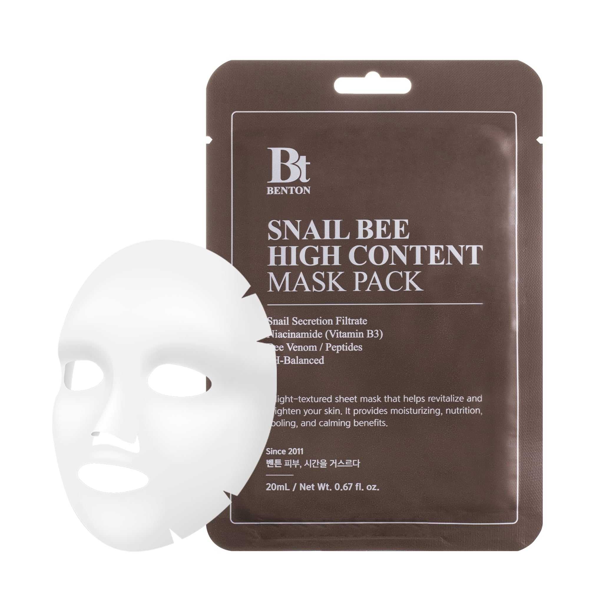 Benton Snail Bee mask closeup highlighting soothing hydration and skin comfort.