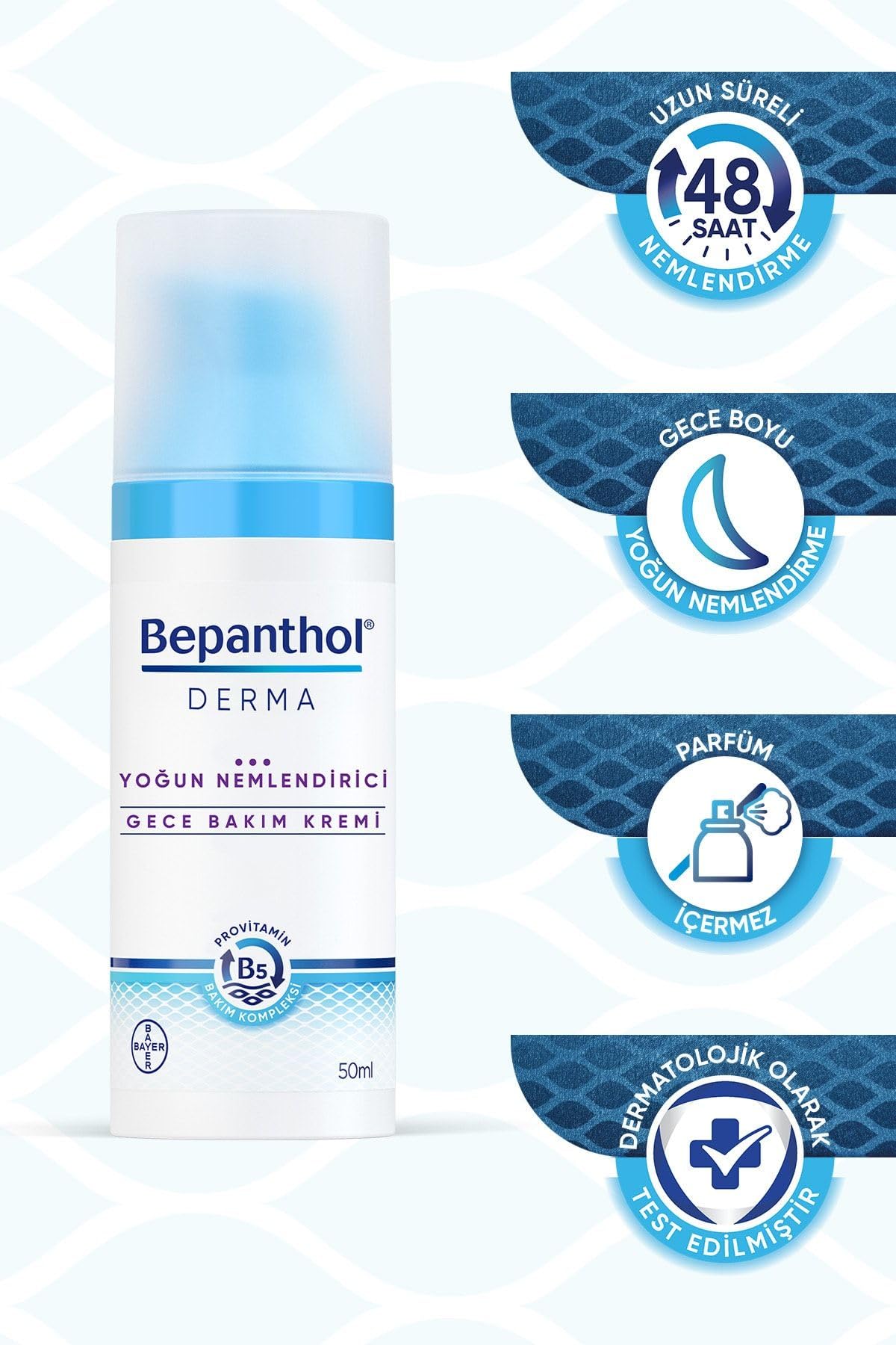 Applying Bepanthol Derma Intensive Night Cream as part of nightly routine
