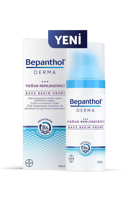Bepanthol Derma Intensive Night Cream bottle highlighting deep overnight hydration