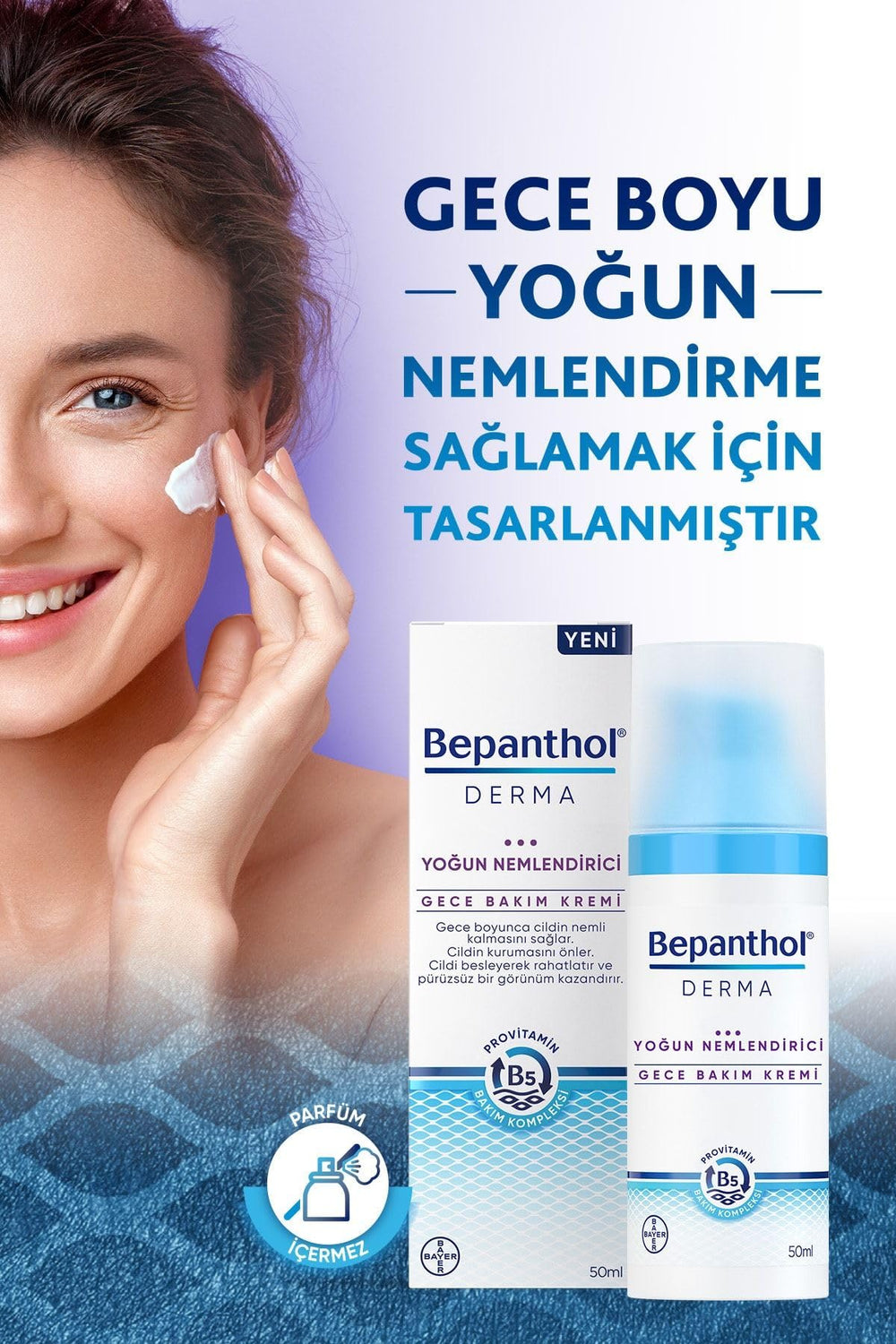 Bepanthol Derma Intensive Night Cream packaging and branding