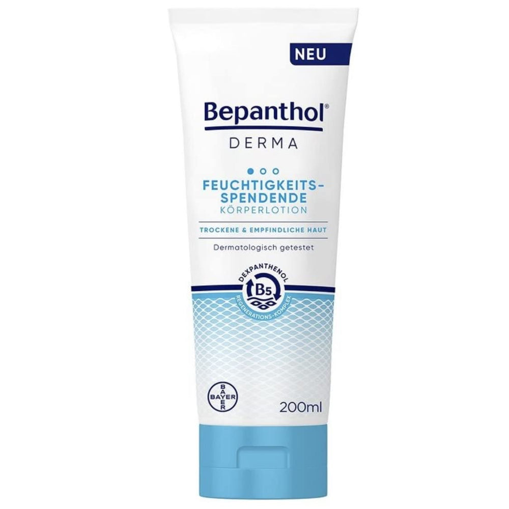 Dispensing pump on Bepanthol Derma Moisturising Lotion for easy application.