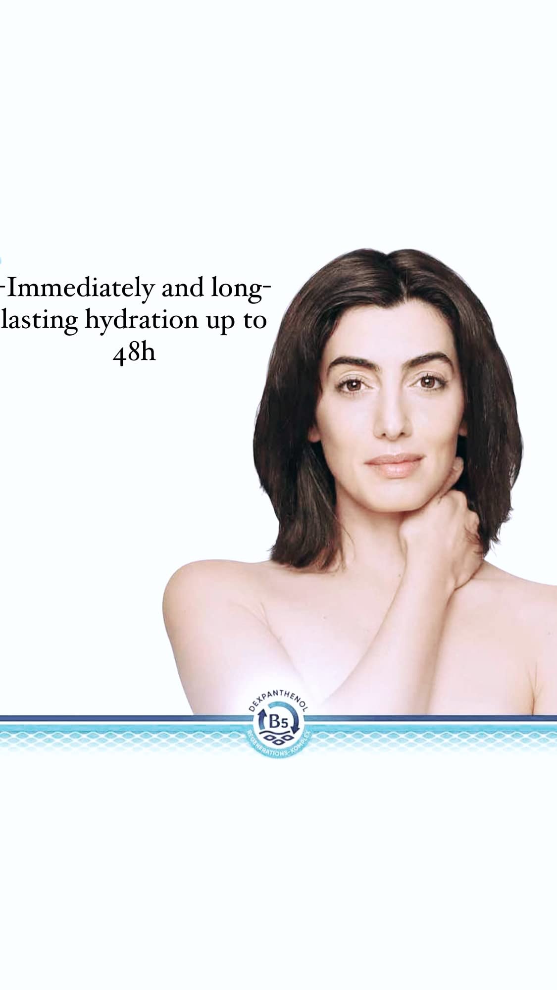 Close-up of texture highlighting lightweight, quick-absorbing feel of Bepanthol lotion.