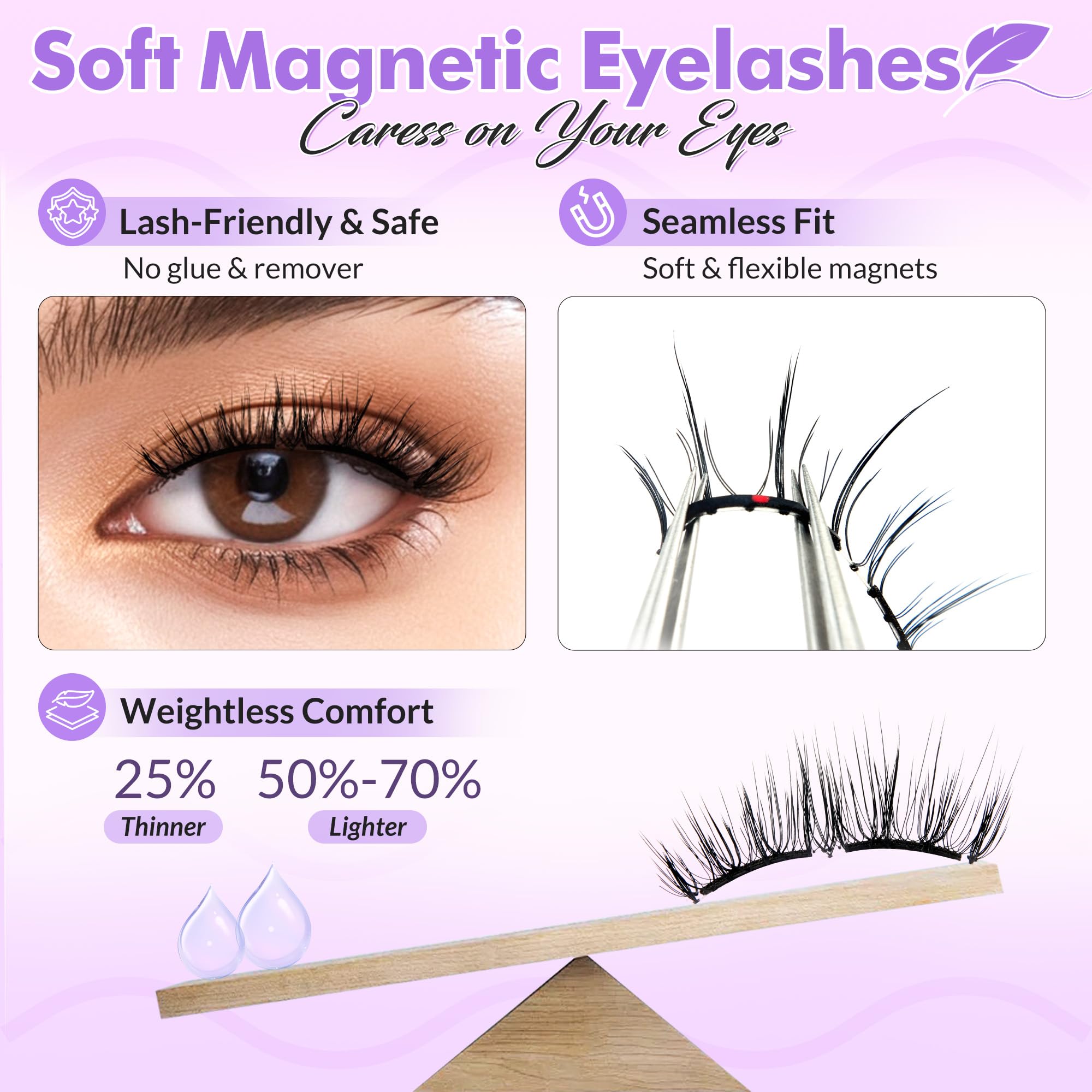 Bepholan CS100 glue-free lashes designed for everyday wear.