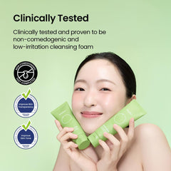 Beplain fragrance-free cleansing foam lather in hand for daily use.