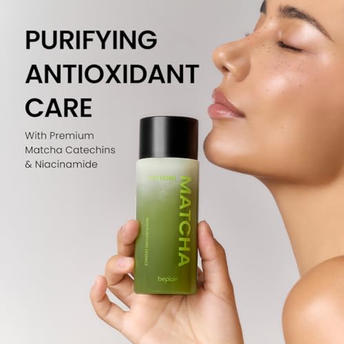 beplain Matcha Catechin Essence texture swirl on skin