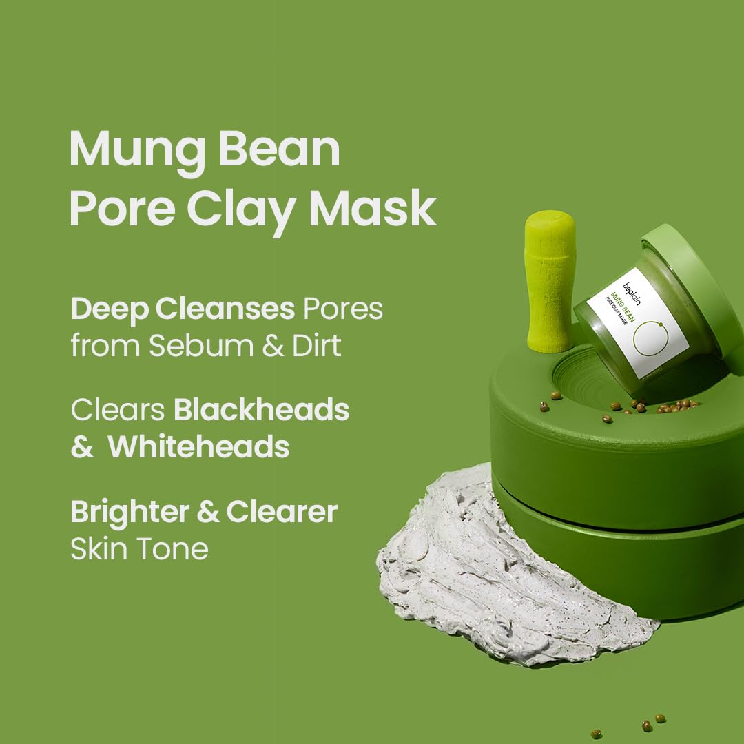 Beplain mung bean pore clay mask application demonstrates gentle exfoliation