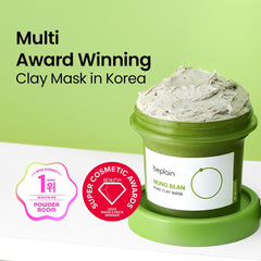 Beplain mung bean pore clay mask spoon ready to scoop and apply
