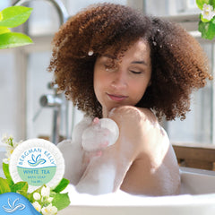Elegant hotel amenities display enhances guest bathroom experience.