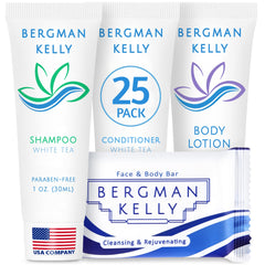 BERGMAN KELLY white tea soap bars in a 1 oz guest amenities bundle.