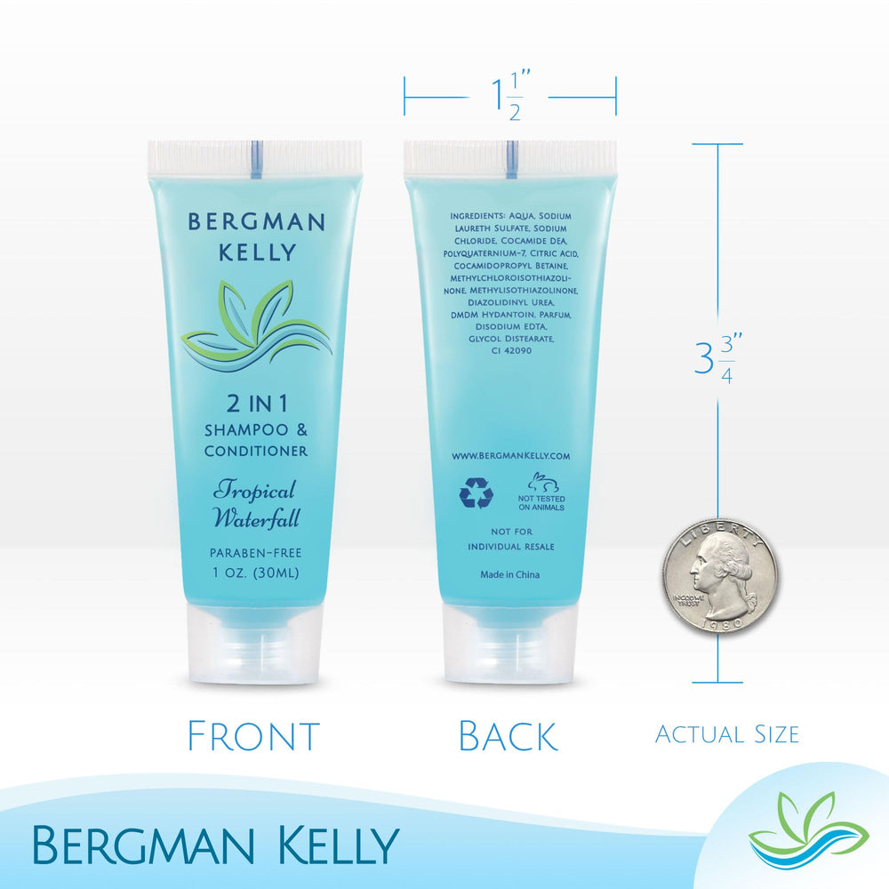 BERGMAN KELLY leak-proof foil-sealed soap bottles protect hygiene between stays.