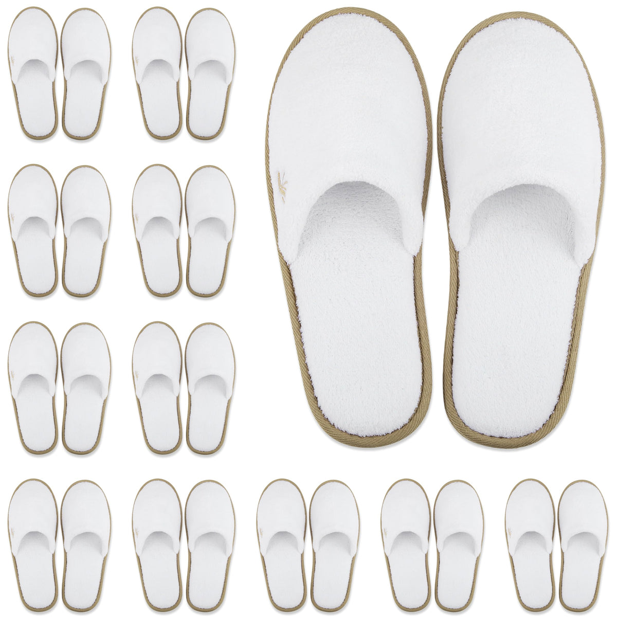 BERGMAN KELLY spa slippers closed-toe white 12-pack for hotel comfort and guest rooms.
