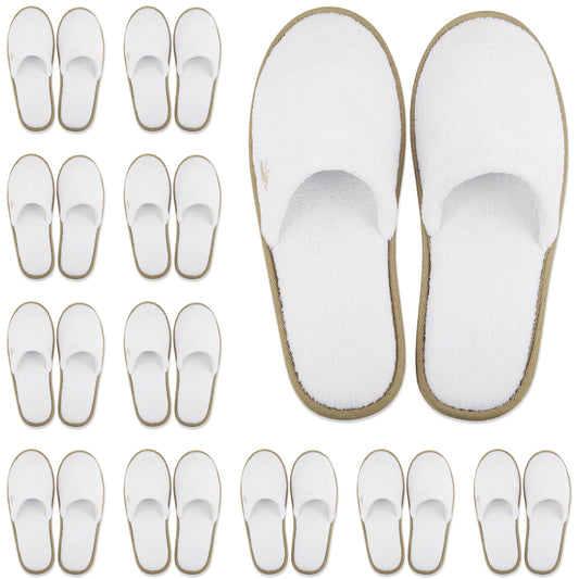 BERGMAN KELLY spa slippers closed-toe white 12-pack for hotel comfort and guest rooms.