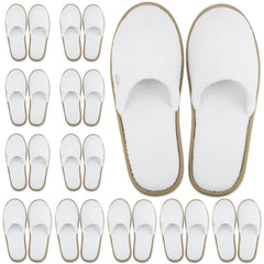BERGMAN KELLY spa slippers closed-toe white with cocoa trim for hotel comfort
