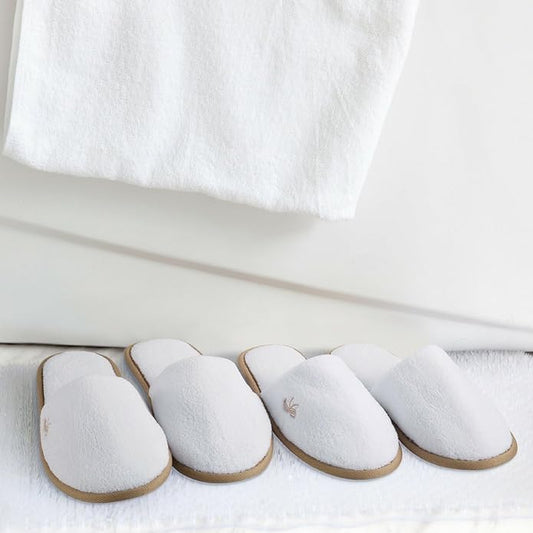 BERGMAN KELLY spa slippers gray textured with black trim ideal for spa settings.