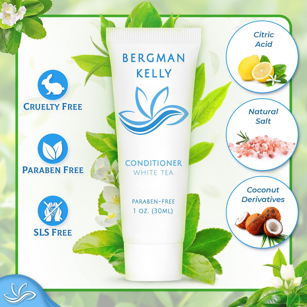 Travel-size BERGMAN KELLY conditioner tube with leak-proof packaging for carry-on safety