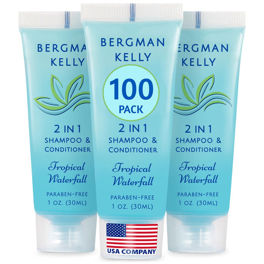 BERGMAN KELLY travel-size 2-in-1 shampoo and conditioner bottle for guest rooms