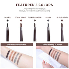 Berinist eyebrow brush blends color for a natural finish.