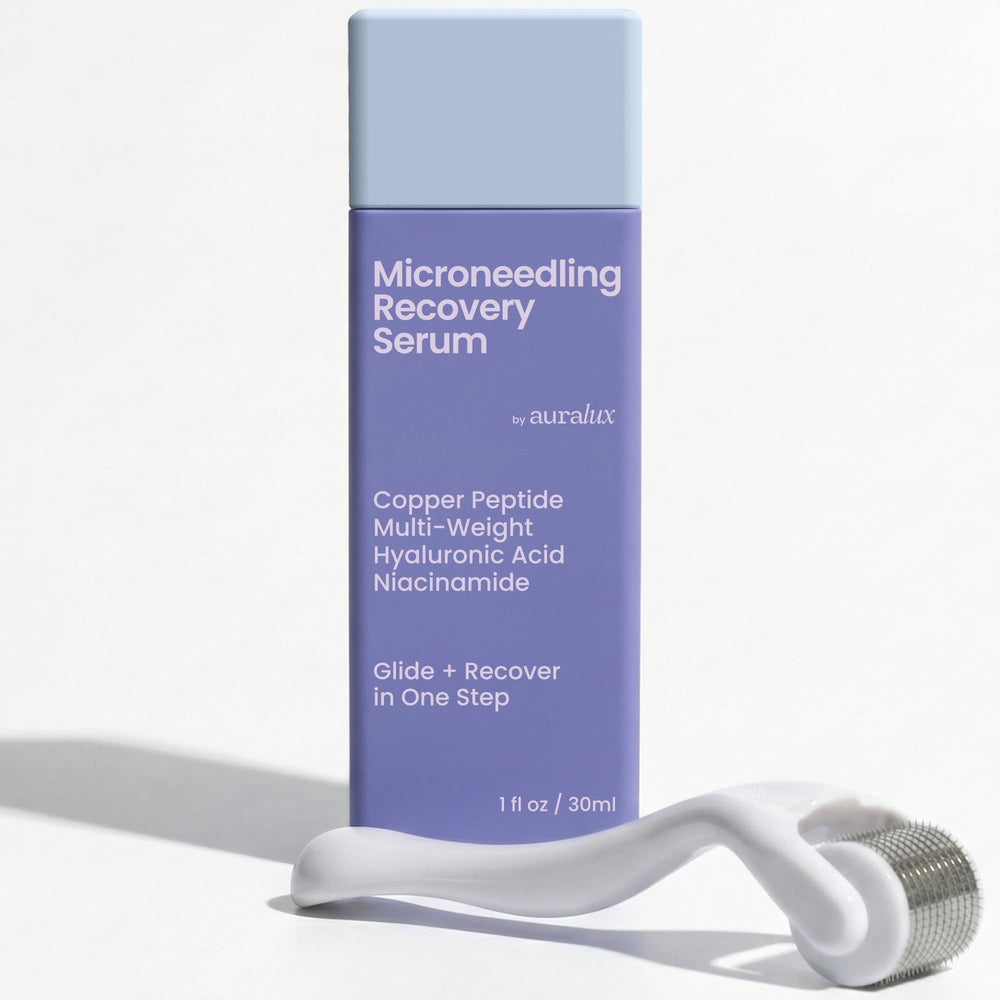 Berkland Auralux bottle with glide-friendly formula for smooth microneedling sessions